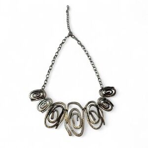 Paparazzi "My Cave Is Your Cave" Silver Hammered Abstract Statement Necklace